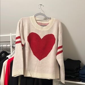Heart Patterned Cream and Red Sweater
